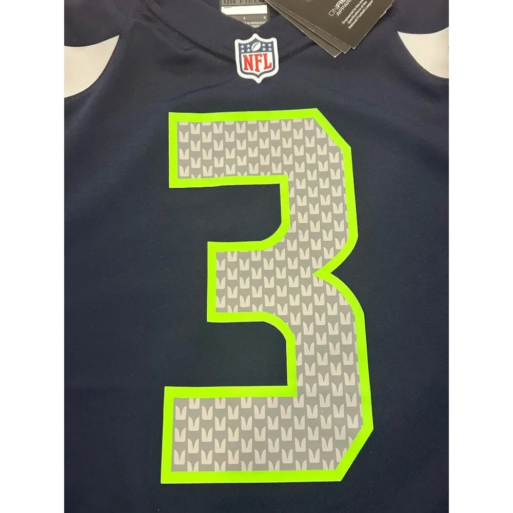 Nike Men’s Seattle Seahawks #3 Navy and Neon Green Jersey NWT